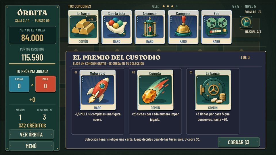 El premio del custodio: elige un comodín gratis entre tres.